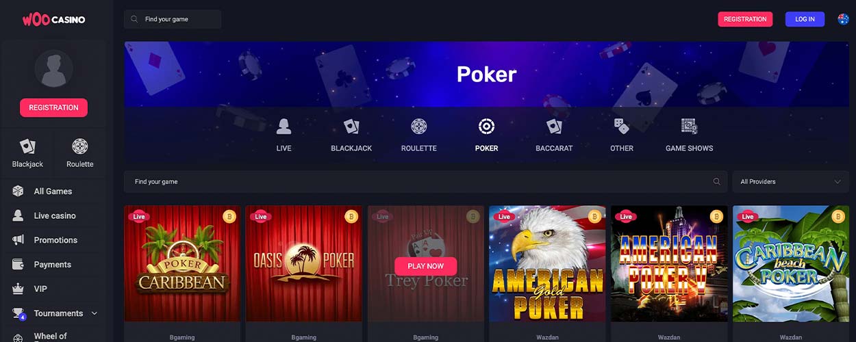 Woocasino card games online