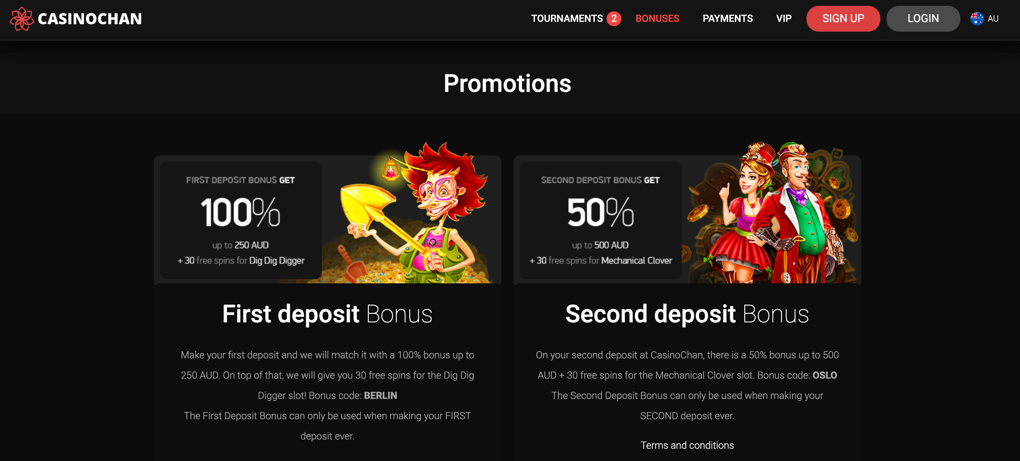 CasinoChan bonuses for aussie players