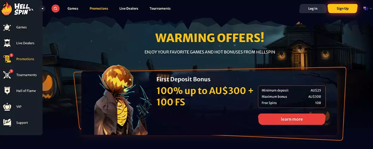 HellSpin bonuses for Aussies