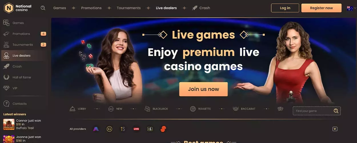 National casino - live games for AU
