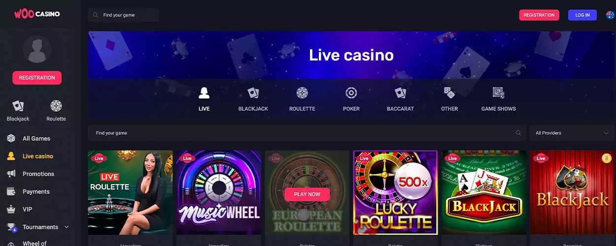 Live dealer casino AU - Woocasino