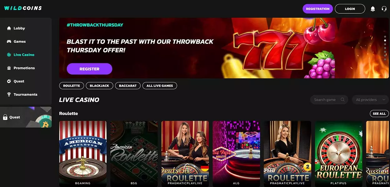 Live Casino Games on Wilcoins