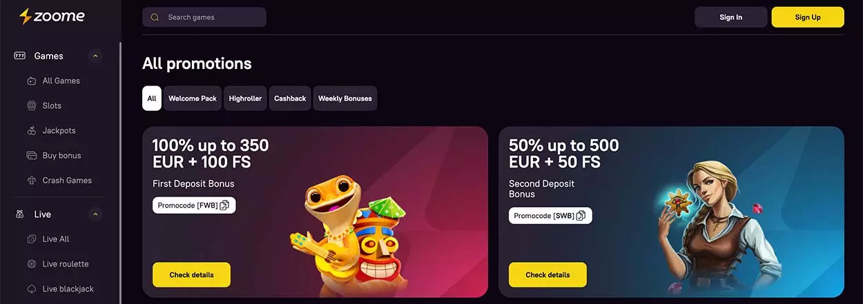 Zoome casino bonus offers for AU